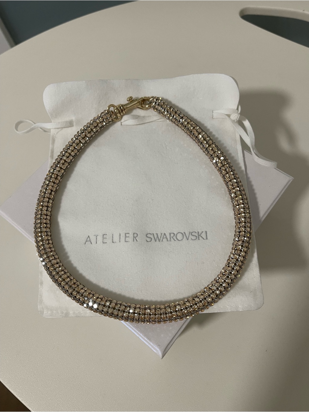 Atelier Swarovski Gold-Tone Crystal Collar Necklace